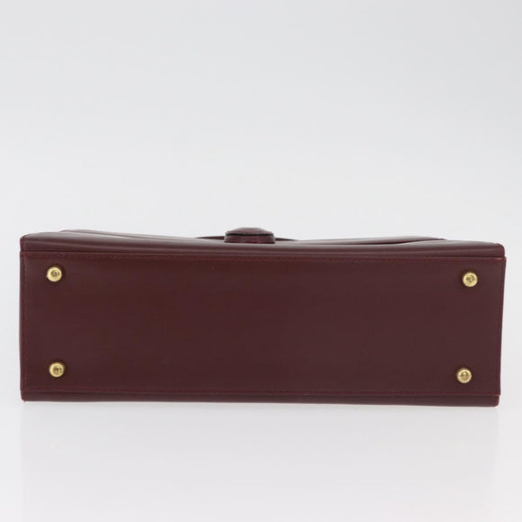 CARTIER Must Line Hand Bag Leather Bordeaux Gold Auth BA12715