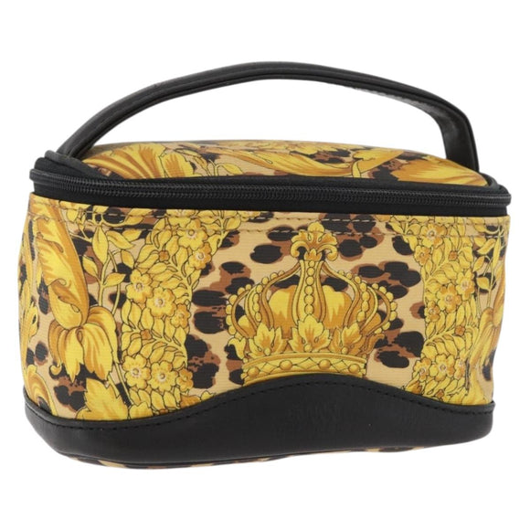 Gianni Versace Vanity Hand Bag PVC Yellow Gold Auth BA12716