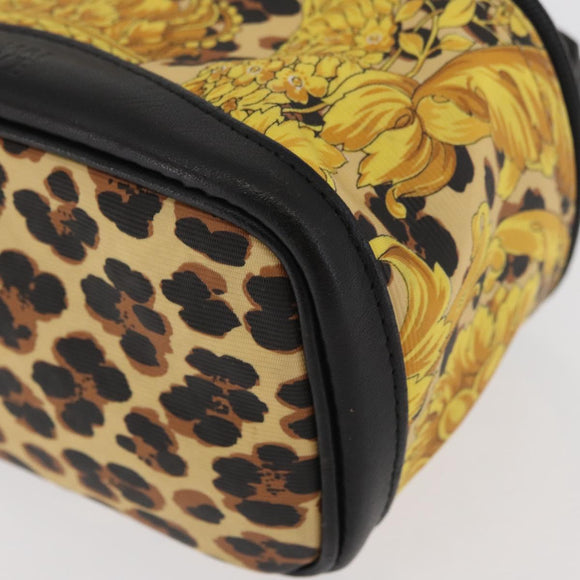 Gianni Versace Vanity Hand Bag PVC Yellow Gold Auth BA12716