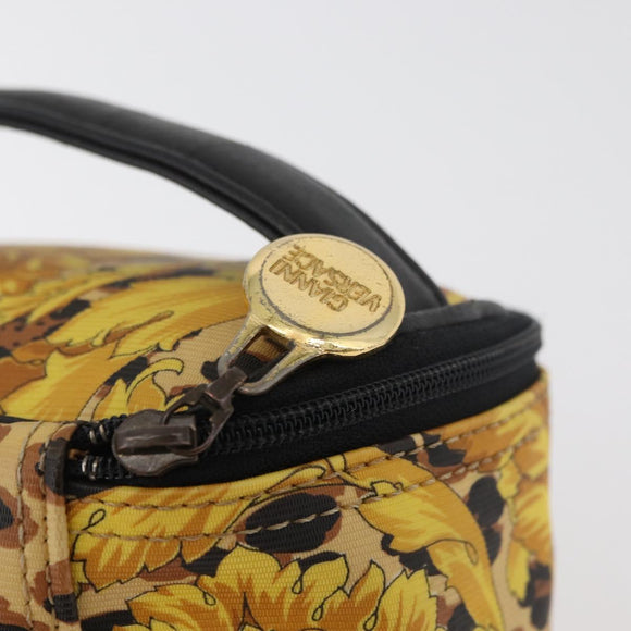 Gianni Versace Vanity Hand Bag PVC Yellow Gold Auth BA12716