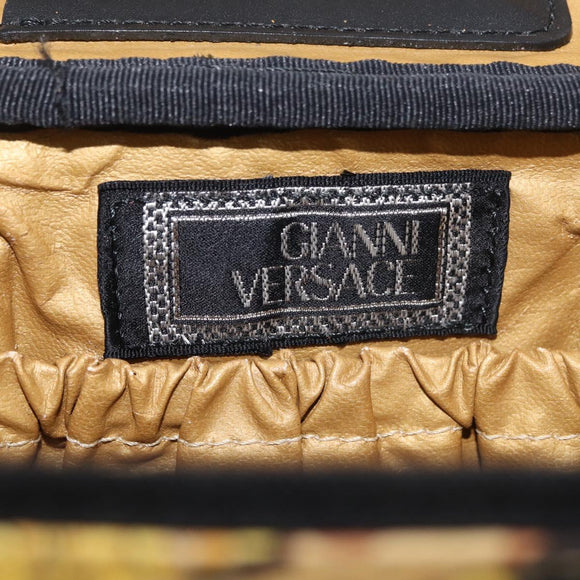 Gianni Versace Vanity Hand Bag PVC Yellow Gold Auth BA12716
