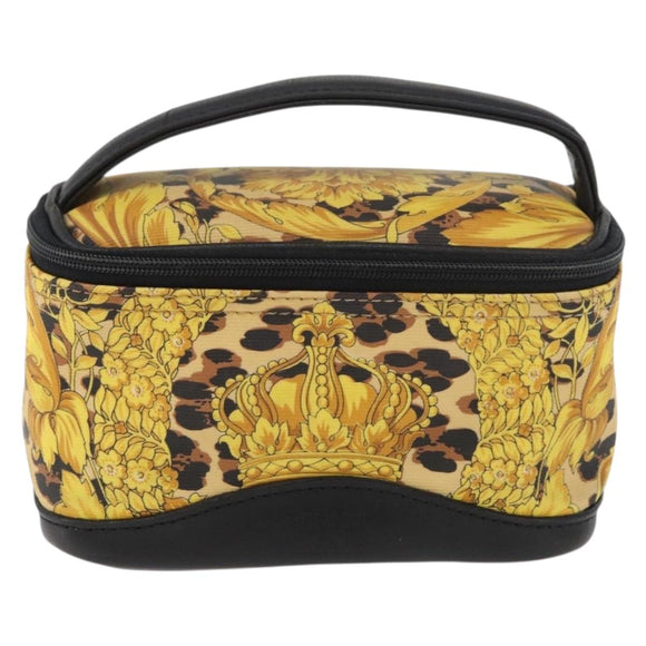 Gianni Versace Vanity Hand Bag PVC Yellow Gold Auth BA12716