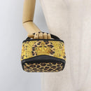Gianni Versace Vanity Hand Bag PVC Yellow Gold Auth BA12716-23