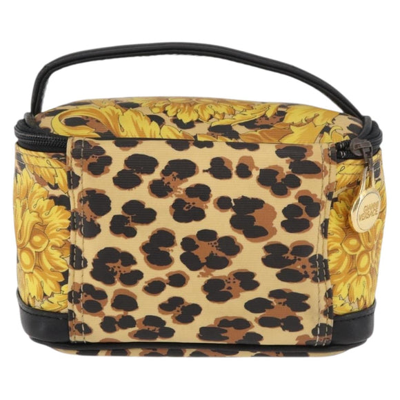 Gianni Versace Vanity Hand Bag PVC Yellow Gold Auth BA12716