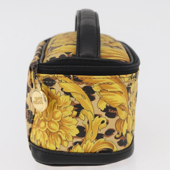 Gianni Versace Vanity Hand Bag PVC Yellow Gold Auth BA12716