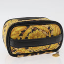 Gianni Versace Vanity Hand Bag PVC Yellow Gold Auth BA12716-6