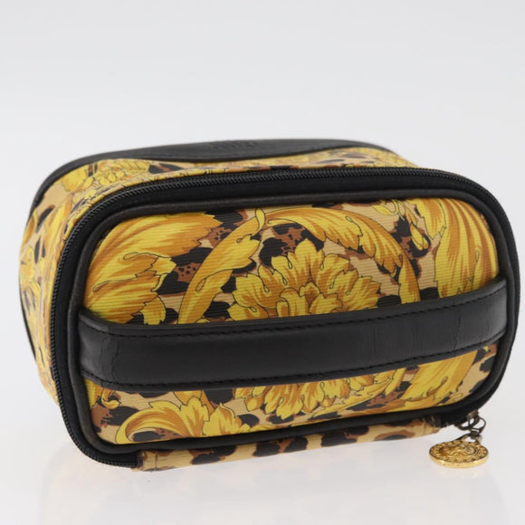 Gianni Versace Vanity Hand Bag PVC Yellow Gold Auth BA12716