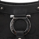 Salvatore Ferragamo Gancini Tote Bag Canvas Black Silver Auth BA12719-14