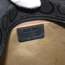 Salvatore Ferragamo Gancini Tote Bag Canvas Black Silver Auth BA12719-16