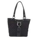 Salvatore Ferragamo Gancini Tote Bag Canvas Black Silver Auth BA12719-2