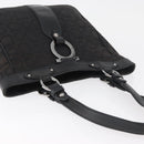 Salvatore Ferragamo Gancini Tote Bag Canvas Black Silver Auth BA12719-6