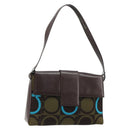Salvatore Ferragamo Gancini Bag Knitted Fabrics Brown Silver Auth BA12720-1