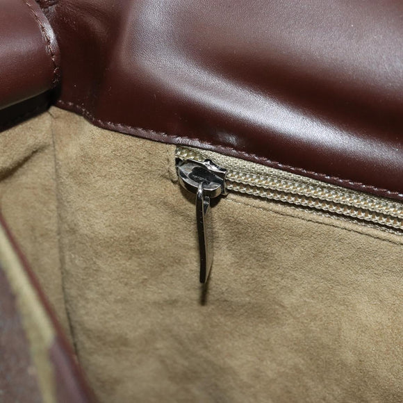 Salvatore Ferragamo Gancini Bag Knitted Fabrics Brown Silver Auth BA12720
