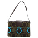Salvatore Ferragamo Gancini Bag Knitted Fabrics Brown Silver Auth BA12720-3