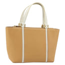 BURBERRY Hand Bag Leather Beige Gold Auth BA12722A-1