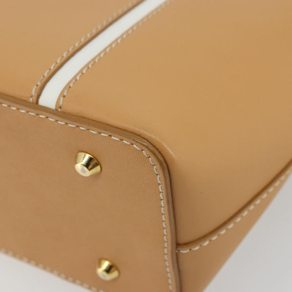 BURBERRY Hand Bag Leather Beige Gold Auth BA12722A