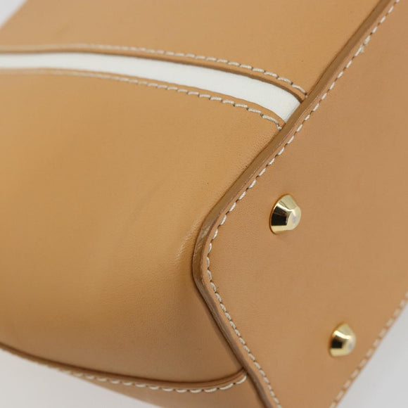 BURBERRY Hand Bag Leather Beige Gold Auth BA12722A