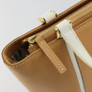 BURBERRY Hand Bag Leather Beige Gold Auth BA12722A-10