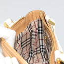 BURBERRY Hand Bag Leather Beige Gold Auth BA12722A-18