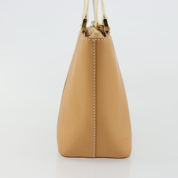 BURBERRY Hand Bag Leather Beige Gold Auth BA12722A
