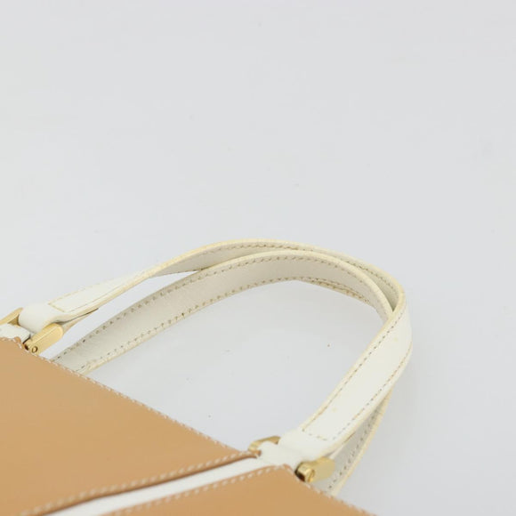 BURBERRY Hand Bag Leather Beige Gold Auth BA12722A