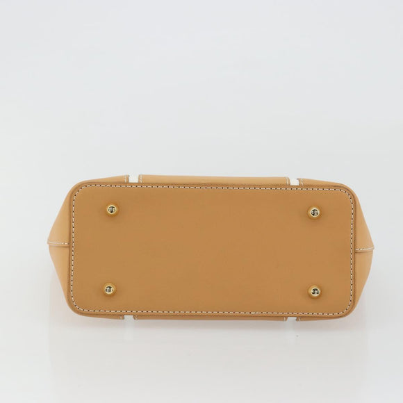 BURBERRY Hand Bag Leather Beige Gold Auth BA12722A