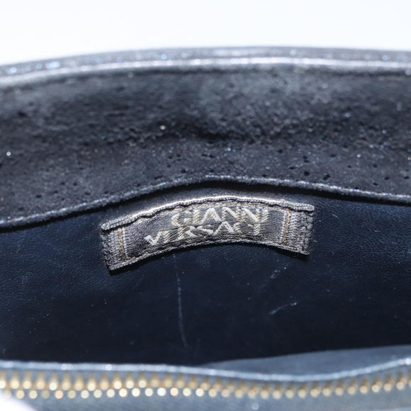 Gianni Versace Hand Bag Suede Black Gold Auth BA12723A