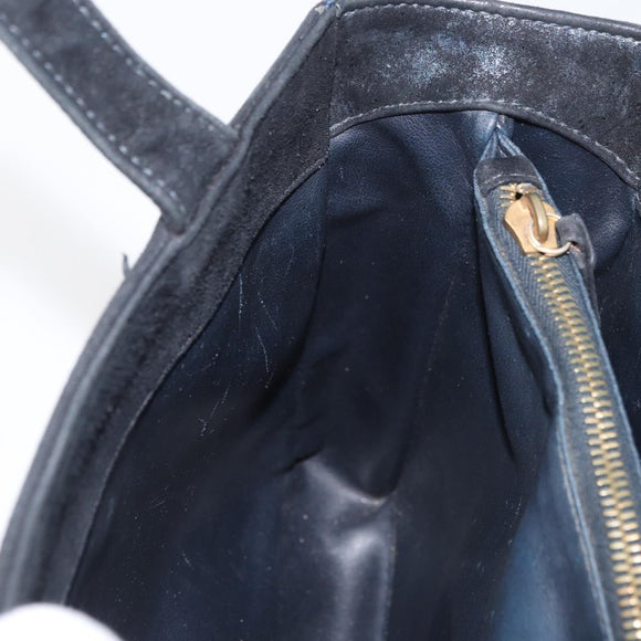Gianni Versace Hand Bag Suede Black Gold Auth BA12723A