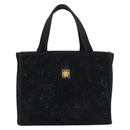 Gianni Versace Hand Bag Suede Black Gold Auth BA12723A-13