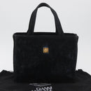 Gianni Versace Hand Bag Suede Black Gold Auth BA12723A-12