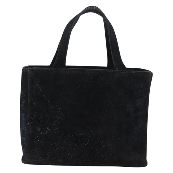 Gianni Versace Hand Bag Suede Black Gold Auth BA12723A