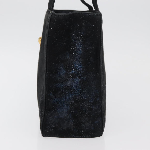 Gianni Versace Hand Bag Suede Black Gold Auth BA12723A