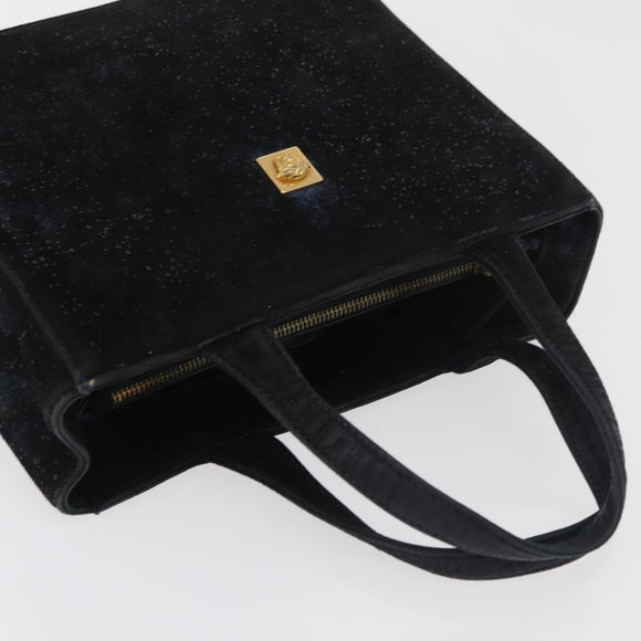 Gianni Versace Hand Bag Suede Black Gold Auth BA12723A