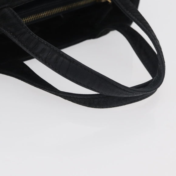 Gianni Versace Hand Bag Suede Black Gold Auth BA12723A