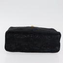 Gianni Versace Hand Bag Suede Black Gold Auth BA12723A-5