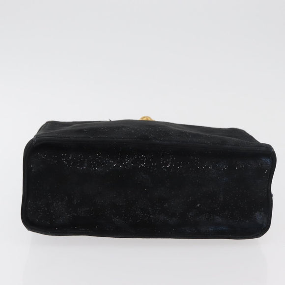 Gianni Versace Hand Bag Suede Black Gold Auth BA12723A