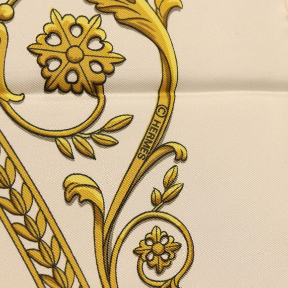 HERMES Carre 90 Scarf Silk White Auth BA12724V