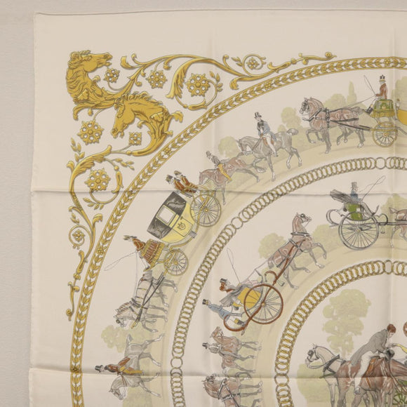 HERMES Carre 90 Scarf Silk White Auth BA12724V