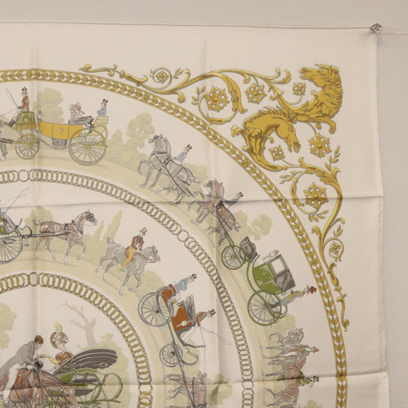 HERMES Carre 90 Scarf Silk White Auth BA12724V