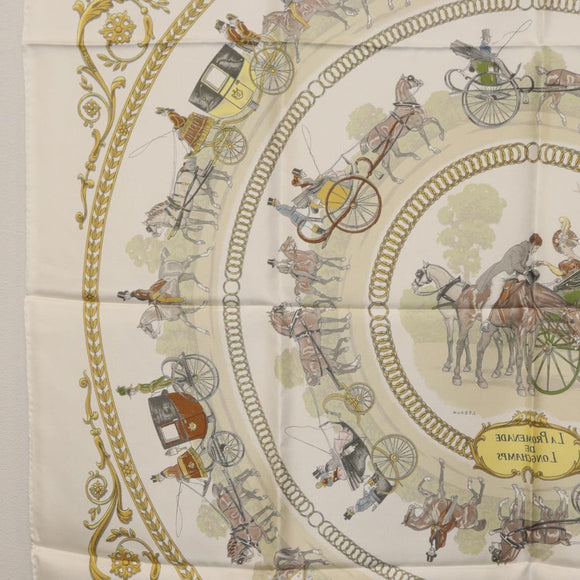 HERMES Carre 90 Scarf Silk White Auth BA12724V