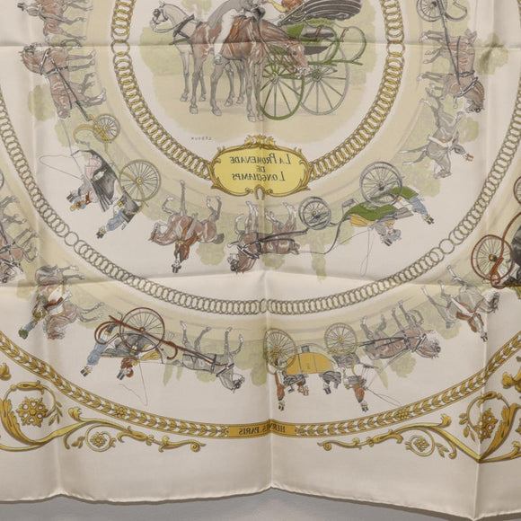 HERMES Carre 90 Scarf Silk White Auth BA12724V