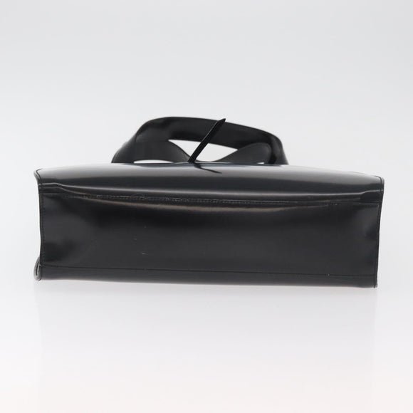 Salvatore Ferragamo Gancini Tote Bag Patent Leather Black Silver Auth BA12729