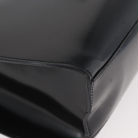 Salvatore Ferragamo Gancini Tote Bag Patent Leather Black Silver Auth BA12729