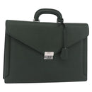 BURBERRY Business Bag Leather Green Silver Auth BA12730-1