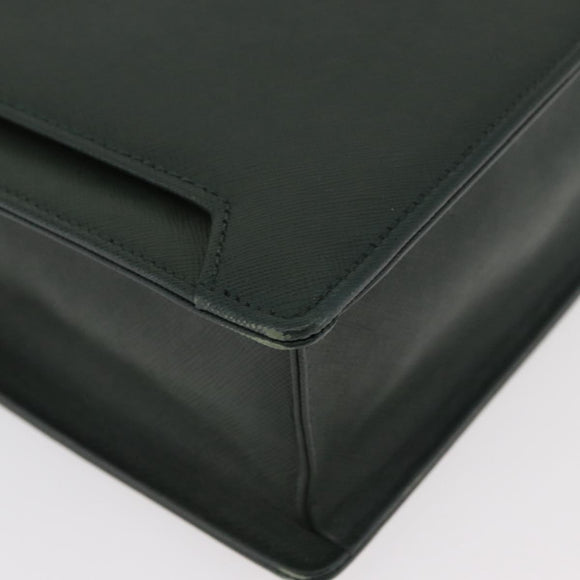 BURBERRY Business Bag Leather Green Silver Auth BA12730