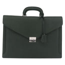 BURBERRY Business Bag Leather Green Silver Auth BA12730-13