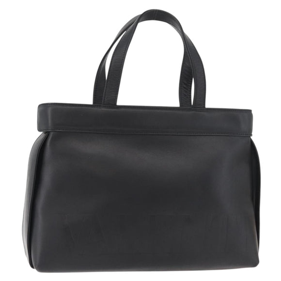 VALENTINO Hand Bag Leather Black Gold Auth BA12733A