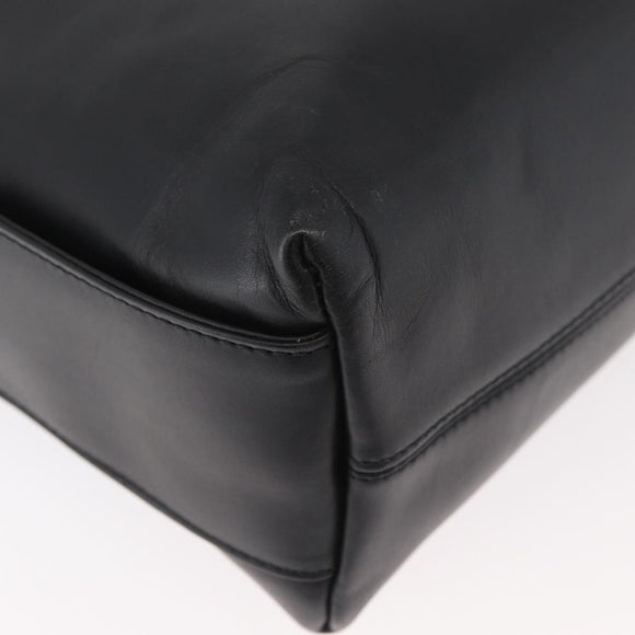 VALENTINO Hand Bag Leather Black Gold Auth BA12733A