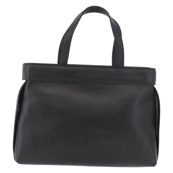 VALENTINO Hand Bag Leather Black Gold Auth BA12733A