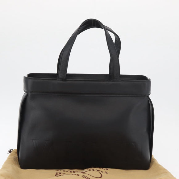 VALENTINO Hand Bag Leather Black Gold Auth BA12733A